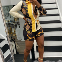 Casual Printed Two-Piece Shorts - Thumbnail 2