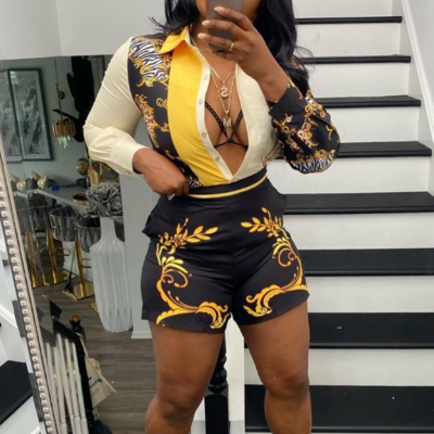 Casual printed two-piece shorts - Thumbnail 2