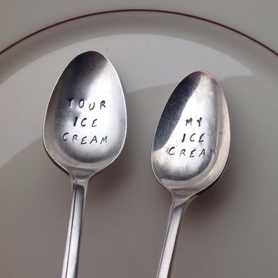 "yours & mine" ice cream spoons