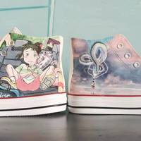 Original new cartoon dragon girl hand-painted shoes - Thumbnail 1