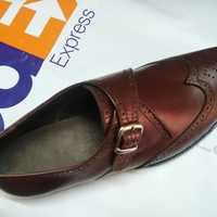 Latest Dark Brown Wingtip Brogue Shoes, Men's Single Monk Strap Leather Shoes - Thumbnail 2