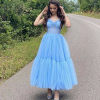 SP1632,Sky Blue Tulle Long Prom Dresses,Princess Evening Gown,Back to School Dresses - Thumbnail 1