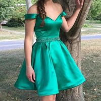 SP1639,Off the Shoulder Homecoming Dress,Short Prom Dress ,Dresses For Graduation Party,Mini Evening Dress,Green Formal Dress - Thumbnail 1