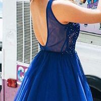 SP1643,Royal Blue Organza Beaded Homecoming Dresses,Mini Graduation Dresses - Thumbnail 1