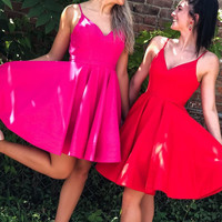 SP1645,Cheap A-Line Homecoming Dresses,V-Neck Spaghetti Straps Short Formal Dress - Thumbnail 1