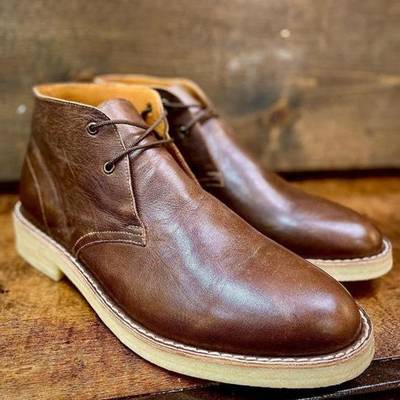 New handmade dark brown leather chukka boots for men's - Thumbnail 1