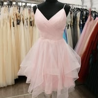 Pink tulle short prom dress homecoming dress - Thumbnail 2
