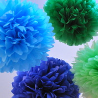 5 Tissue Paper Pom Poms | Baby Shower | Birthday Party | Custom Colors - Thumbnail 1