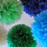 5 Tissue Paper Pom Poms | Baby Shower | Birthday Party | Custom Colors - Thumbnail 2
