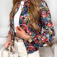 Casual Long-Sleeved Printed Jacket - Thumbnail 1