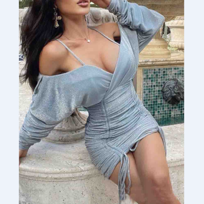Long Sleeve Off-The-Shoulder Sexy Tight Dress