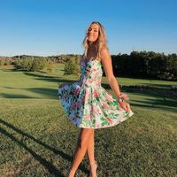 Cute A-Line Sweetheart Floral Printed Short Homecoming Dresses - Thumbnail 1