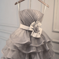 Gray tulle short prom dress homecoming dress - Thumbnail 5