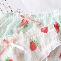 Cute Strawberry Print Ruffles Lace Brief Underwear Panties Lingerie Aesthetic Casual Summer E-Girl Kawaii Korean Japanese Harajuku - Thumbnail 5