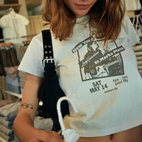 Cute 90s Vintage Guitar Retro White Short Sleeve T- Shirt Top Aesthetic Casual Summer E-Girl Kawaii Korean Japanese Harajuku - Thumbnail 5