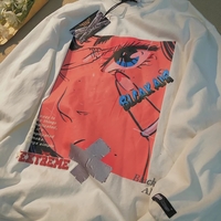 Cute Black Anime Girl Cartoon Print Hoodie Sweatshirt Long Sleeve Shirt Aesthetic Casual Summer E-Girl Kawaii Korean Japanese Harajuku - Thumbnail 5