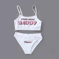 Cute Sexy 2pcs Daddy Print Tank Crop Top Sleeveless Bra Panties Underwear Lingerie Aesthetic Casual Summer E-Girl Kawaii Korean Japanese Harajuku - Thumbnail 2