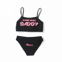 Cute Sexy 2pcs Daddy Print Tank Crop Top Sleeveless Bra Panties Underwear Lingerie Aesthetic Casual Summer E-Girl Kawaii Korean Japanese Harajuku - Thumbnail 5