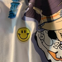 Cute White Anime Girl Cartoon Print Loose Short Sleeve Shirt Top Vintage Punk Aesthetic Casual Summer E-Girl Kawaii Korean Japanese Harajuku - Thumbnail 5