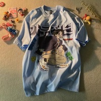 Cute White Anime Girl Cartoon Print Loose Short Sleeve Shirt Top Vintage Punk Aesthetic Casual Summer E-Girl Kawaii Korean Japanese Harajuku - Thumbnail 9