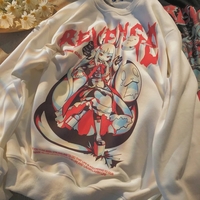 Cute Black Anime Girl Cartoon Print Long Sleeve Shirt Sweatshirt Pullover Goth Punk Aesthetic Casual Summer E-Girl Kawaii Korean Japanese Harajuku - Thumbnail 2