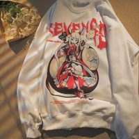 Cute Black Anime Girl Cartoon Print Long Sleeve Shirt Sweatshirt Pullover Goth Punk Aesthetic Casual Summer E-Girl Kawaii Korean Japanese Harajuku - Thumbnail 4