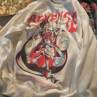 Cute Black Anime Girl Cartoon Print Long Sleeve Shirt Sweatshirt Pullover Goth Punk Aesthetic Casual Summer E-Girl Kawaii Korean Japanese Harajuku - Thumbnail 6