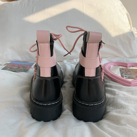 Harajuku Heart Star Detail Black Boots - Thumbnail 7