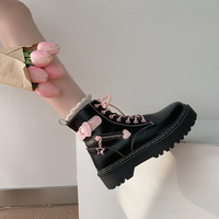 Harajuku Heart Star Detail Black Boots - Thumbnail 4