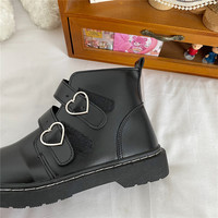 Double Hearts Velcro Ankle Boots - Thumbnail 8