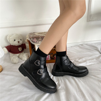 Double Hearts Velcro Ankle Boots