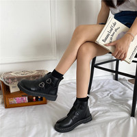 Double Hearts Velcro Ankle Boots - Thumbnail 1
