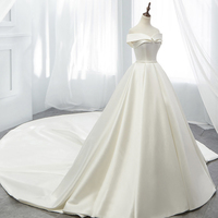 White satin long A line ball gown dress formal dress - Thumbnail 2