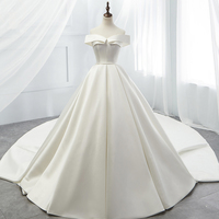 White satin long A line ball gown dress formal dress - Thumbnail 5