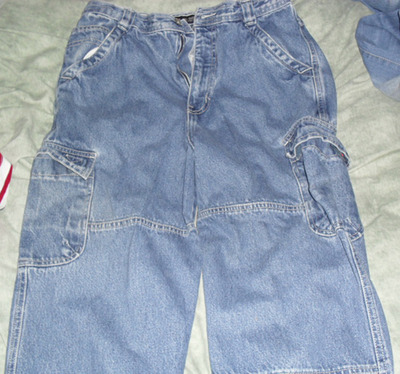 Blue Baggy Cargo Jean Pants