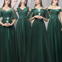 Green tulle long A line prom dress green evening dress - Thumbnail 9