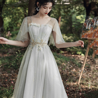 Cute tulle long A line prom dress evening dress - Thumbnail 4