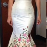 Mexican Embroidered Formal Dress,Halter Bridal Dresses,Mermaid Wedding Gown,White Wedding Gowns,573 - Thumbnail 2