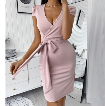 Sexy V-Neck Puff Sleeve Dress