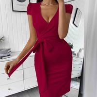 Sexy V-Neck Puff Sleeve Dress - Thumbnail 2