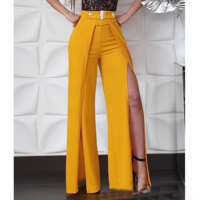 Yellow Split Slim Trousers - Thumbnail 1