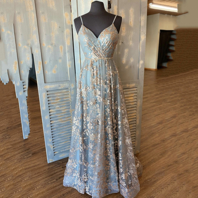 Cute tulle sequins long a line prom dress evening dress - Thumbnail 3