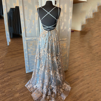 Cute tulle sequins long A line prom dress evening dress - Thumbnail 1