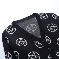 Black Punk Asterism Pattern Cardigan - Thumbnail 8