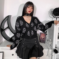Black Punk Asterism Pattern Cardigan - Thumbnail 2