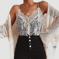 Women'S Serpentine Lace Sexy Casual Sling Vest Tops - Thumbnail 1