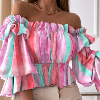 Casual one-shoulder long-sleeved top