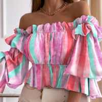 Casual One-Shoulder Long-Sleeved Top - Thumbnail 1