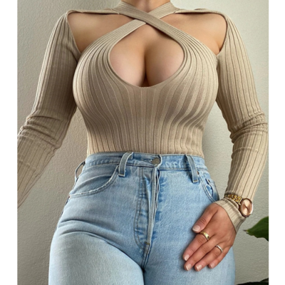 Cross sexy long sleeve top