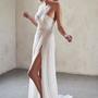 Stunning wedding dresses ,prom dress,one shoulder bridal dress,side slit prom dresses,1123-1
